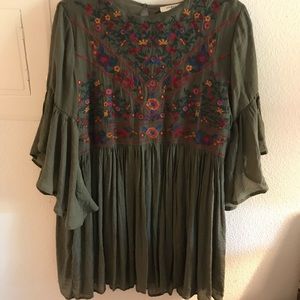 UmGee forest green embroidered tunic